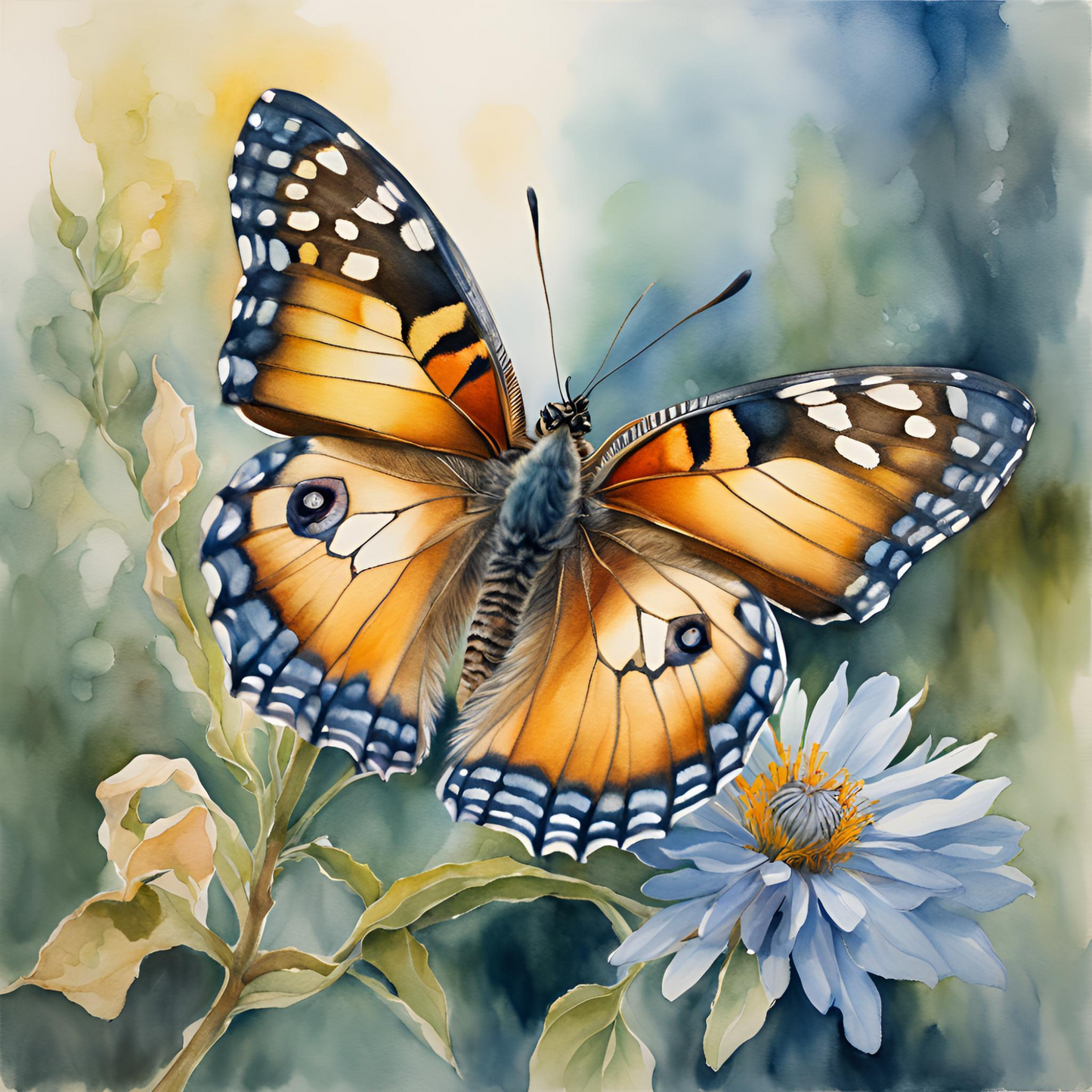 Vlinders in waterverf