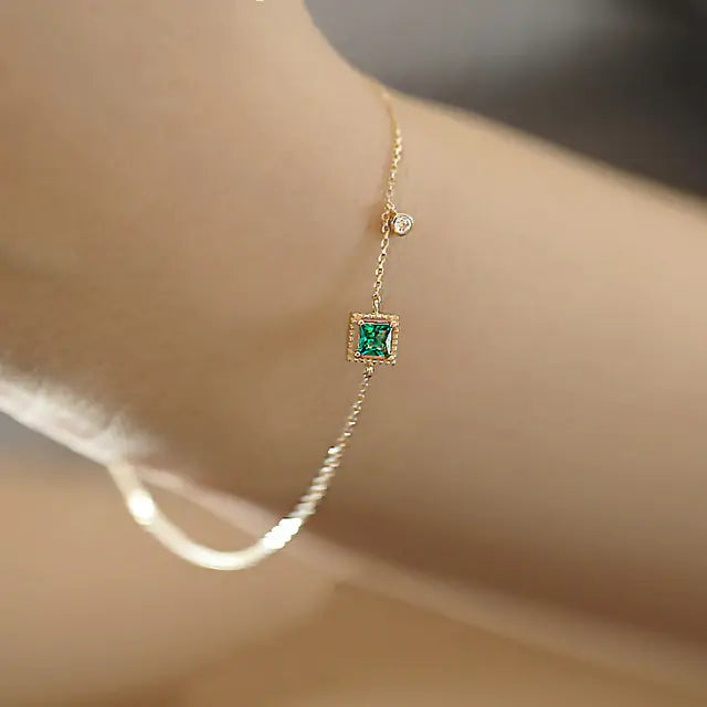 Smaragd-Kristall-Kettenarmband