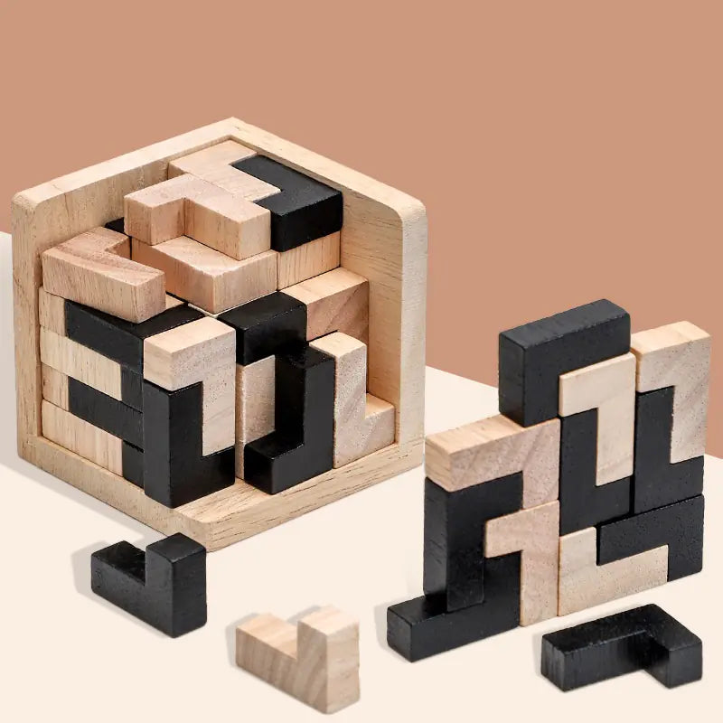 3D houten kubus puzzel