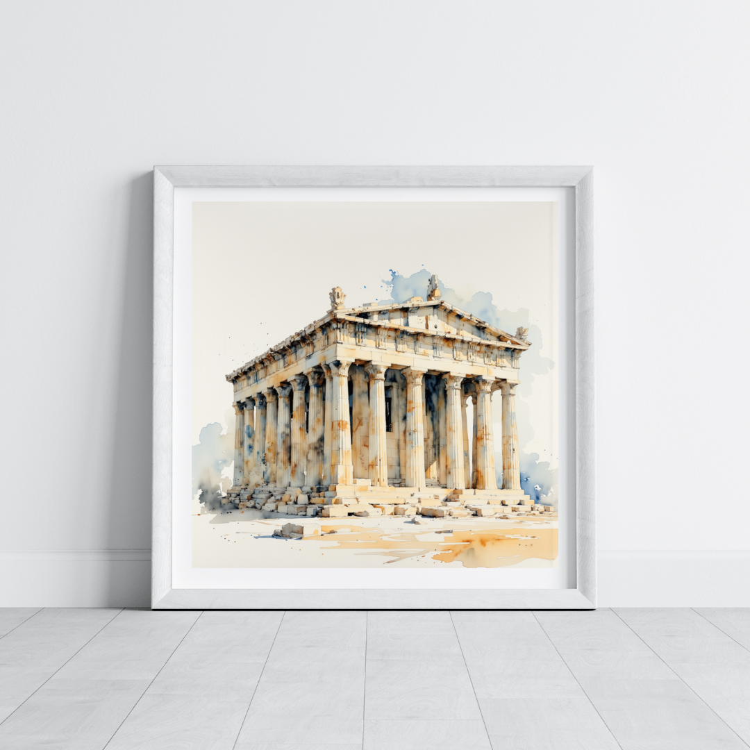 Weltikonisches Gebäude aquarelliert