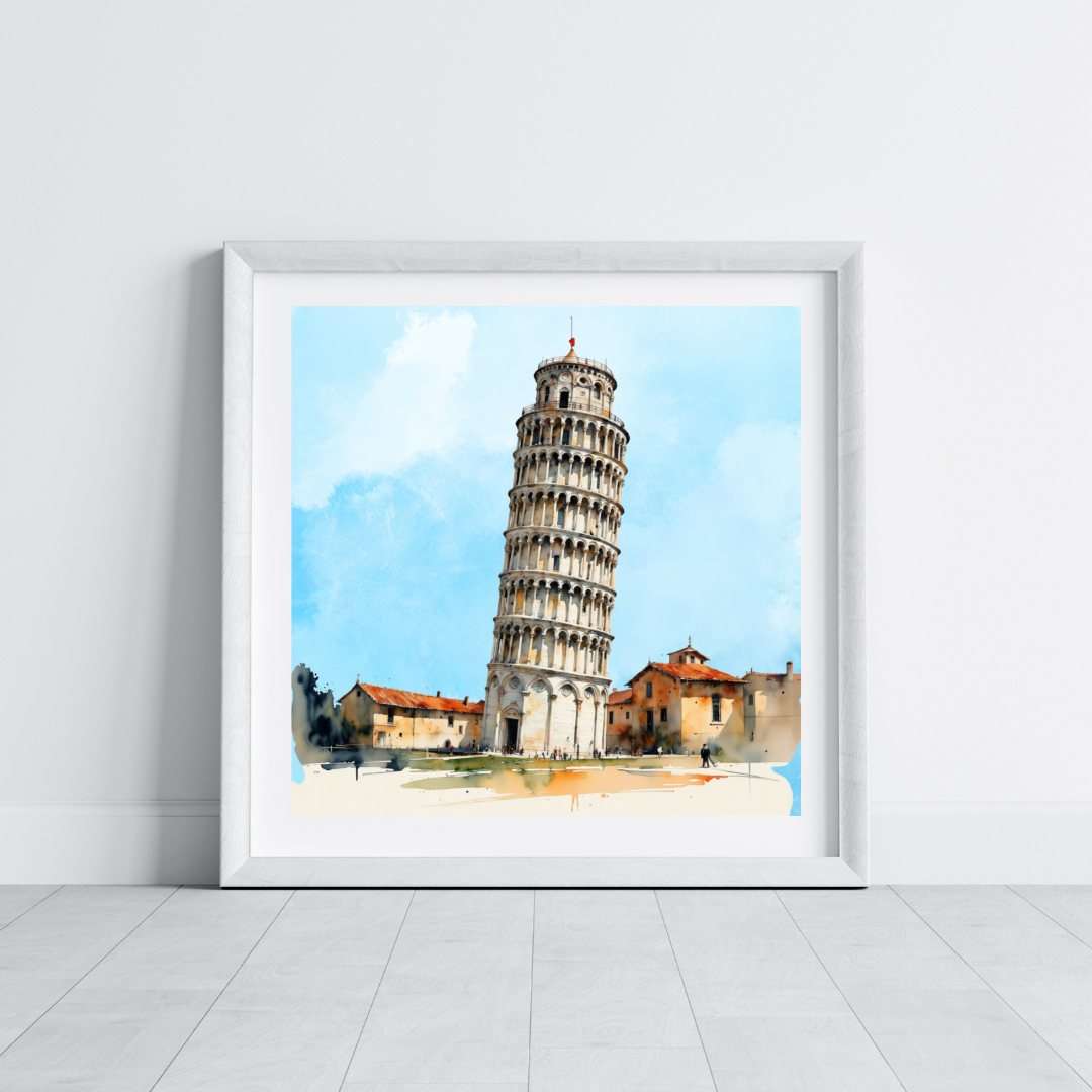 Weltikonisches Gebäude aquarelliert