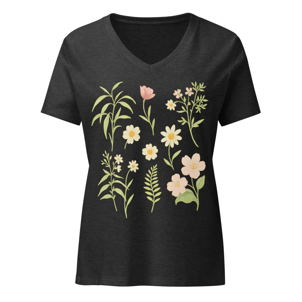 Tellon V-Neck T-Shirt | Wild Flowers