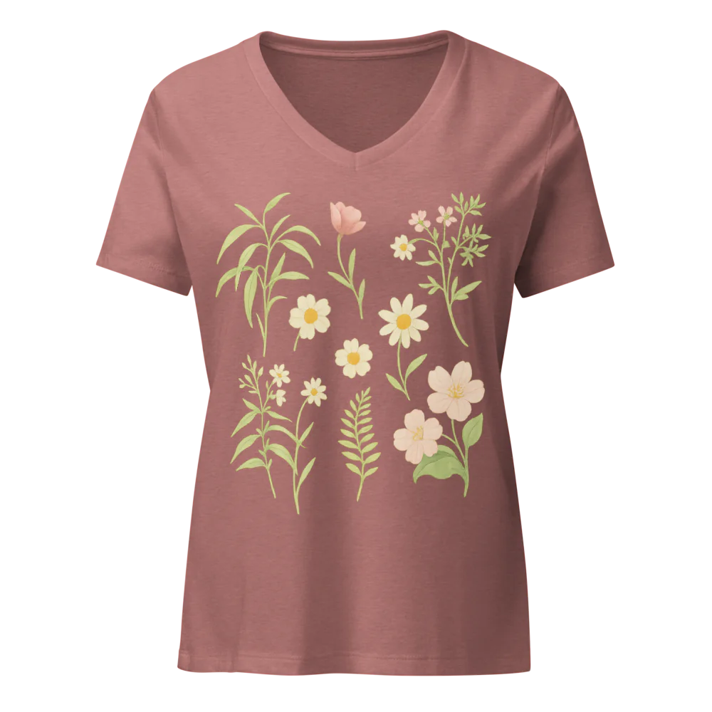 Tellon V-Neck T-Shirt | Wild Flowers