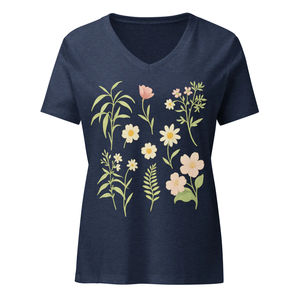 Tellon V-Neck T-Shirt | Wild Flowers