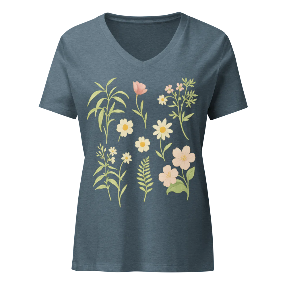 Tellon V-Neck T-Shirt | Wild Flowers