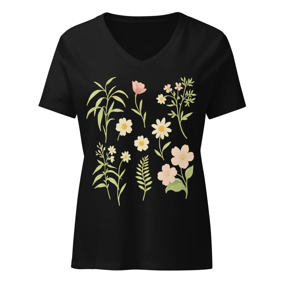 Tellon V-Neck T-Shirt | Wild Flowers