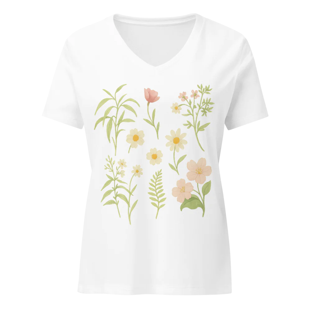Tellon V-Neck T-Shirt | Wild Flowers
