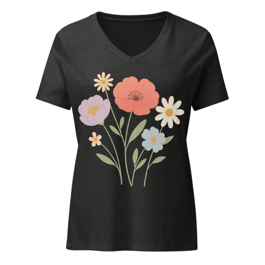 Tellon V-Neck T-Shirt | Flowers