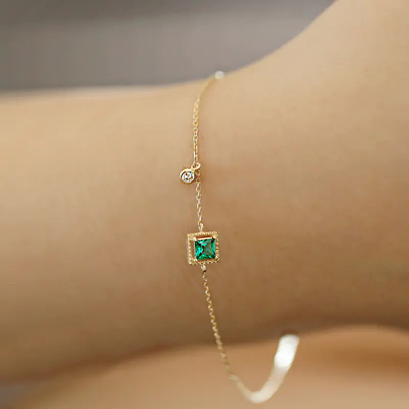 Smaragd-Kristall-Kettenarmband