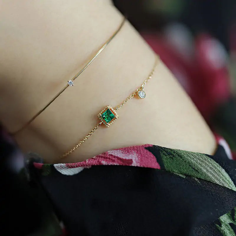 Smaragd-Kristall-Kettenarmband