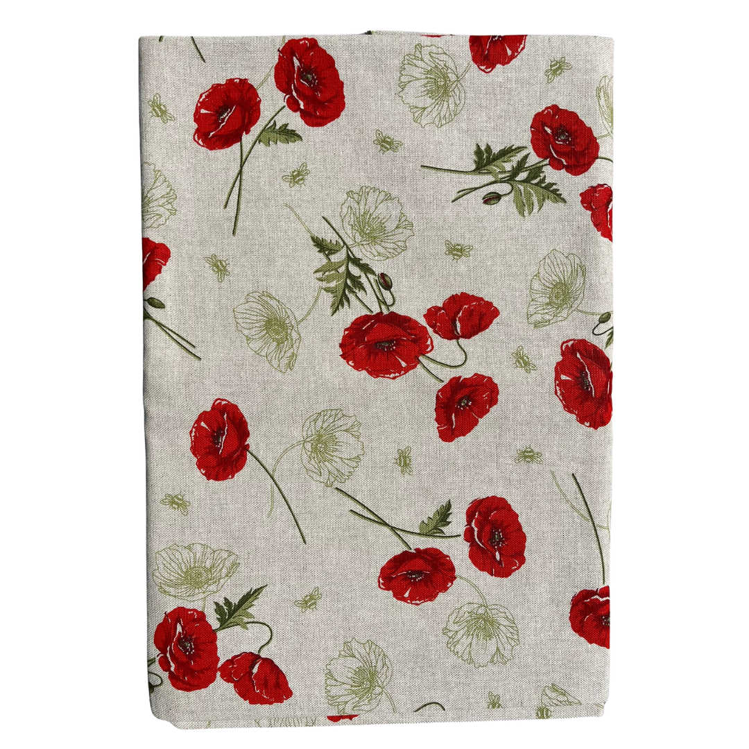 Italienische Tischdecke Papaveri 2 Oval - Baumwolle - Design mit Mohnblumen
