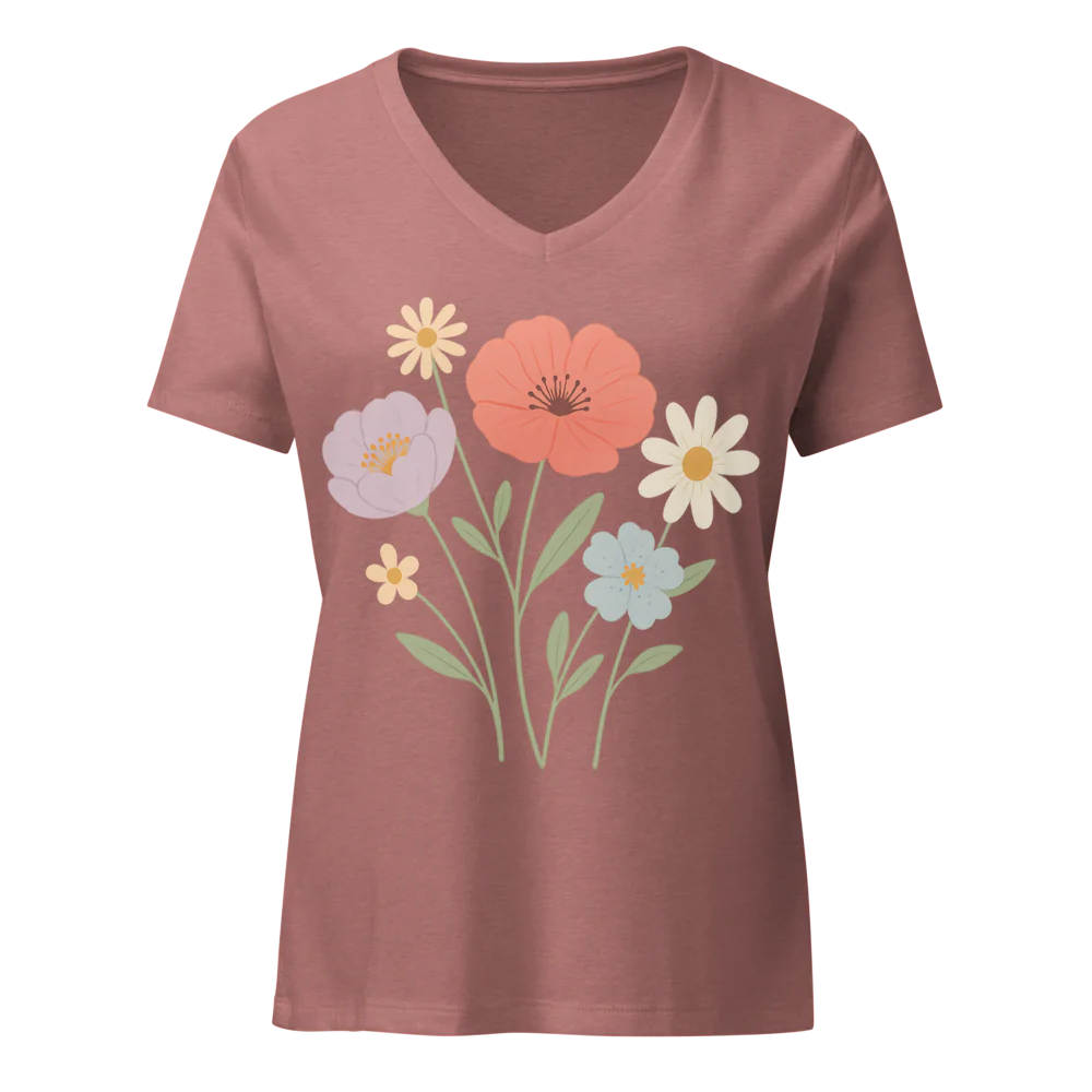 Tellon V-Neck T-Shirt | Flowers