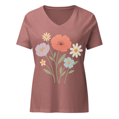 Tellon V-Neck T-Shirt | Flowers