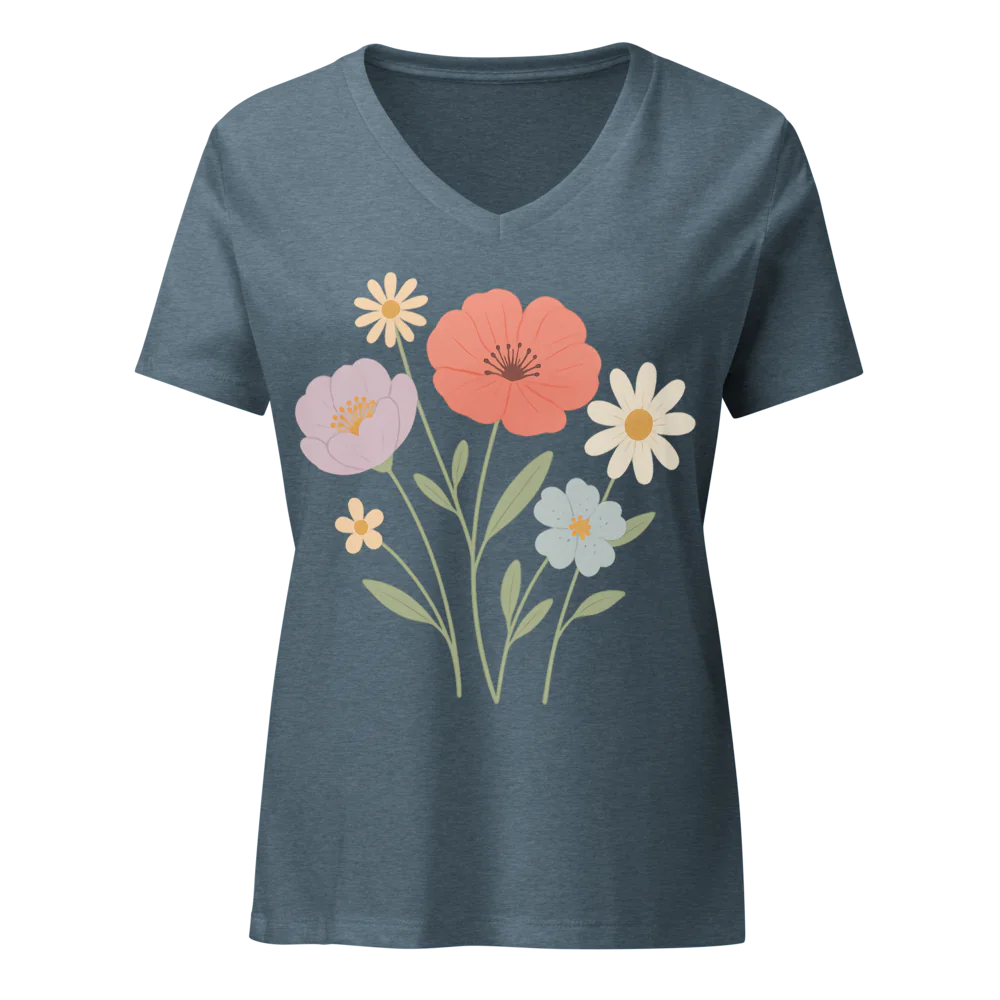 Tellon V-Neck T-Shirt | Flowers