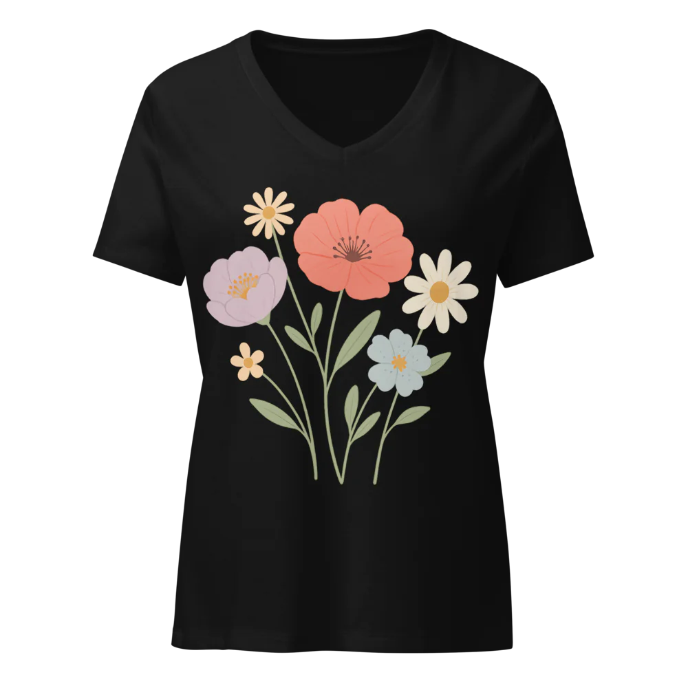 Tellon V-Neck T-Shirt | Flowers