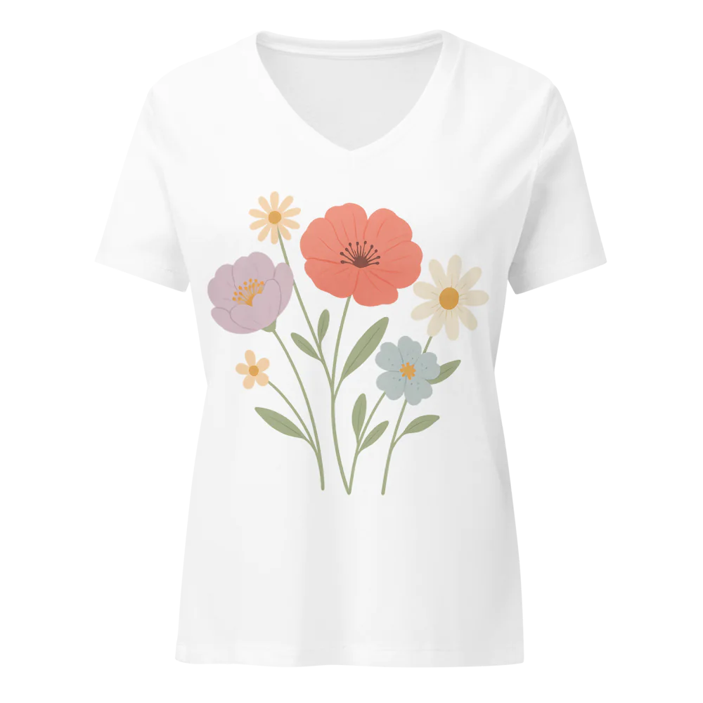 Tellon V-Neck T-Shirt | Flowers