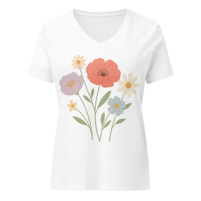 Tellon V-Neck T-Shirt | Flowers