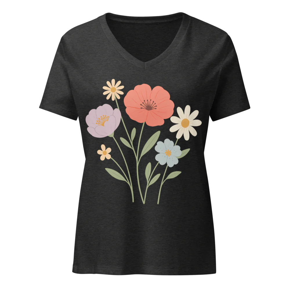 Tellon V-Neck T-Shirt | Flowers