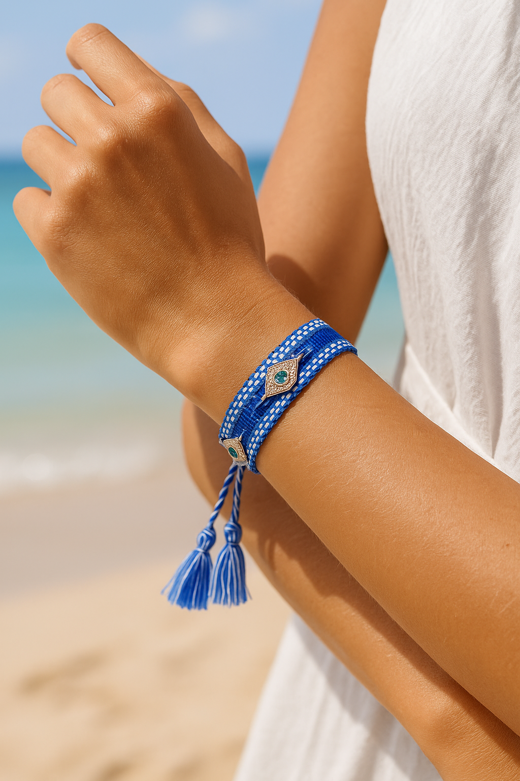 Gewebtes Armband „Lucky Blue Eyes“