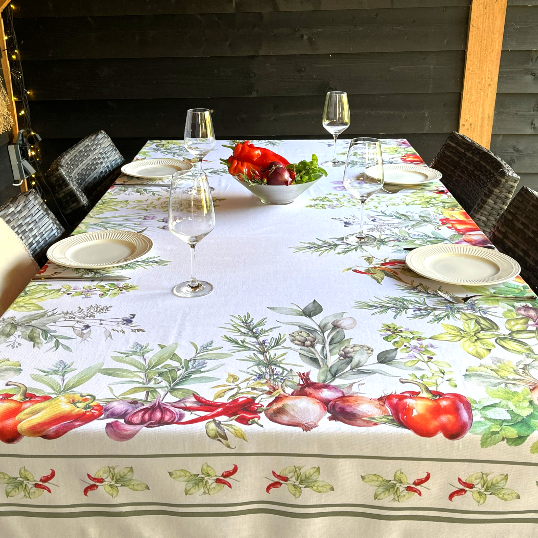 Italiaans katoenen tafelkleed Erbe Aromatiche botanical kruiden