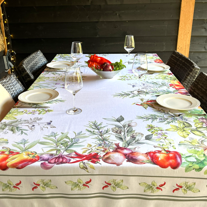 Italiaans katoenen tafelkleed Erbe Aromatiche botanical kruiden