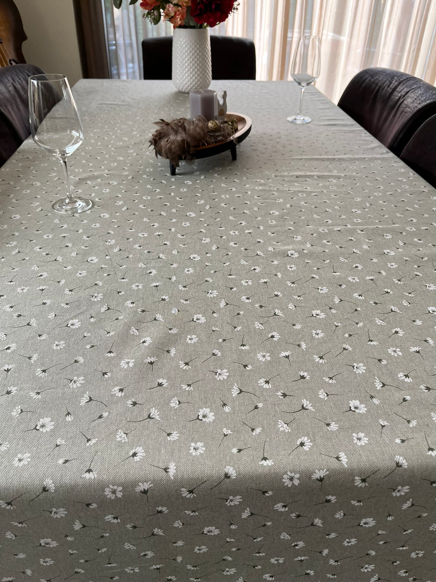 Italienische Tischdecke Margherita - Baumwolle - Design mit Gänseblümchen