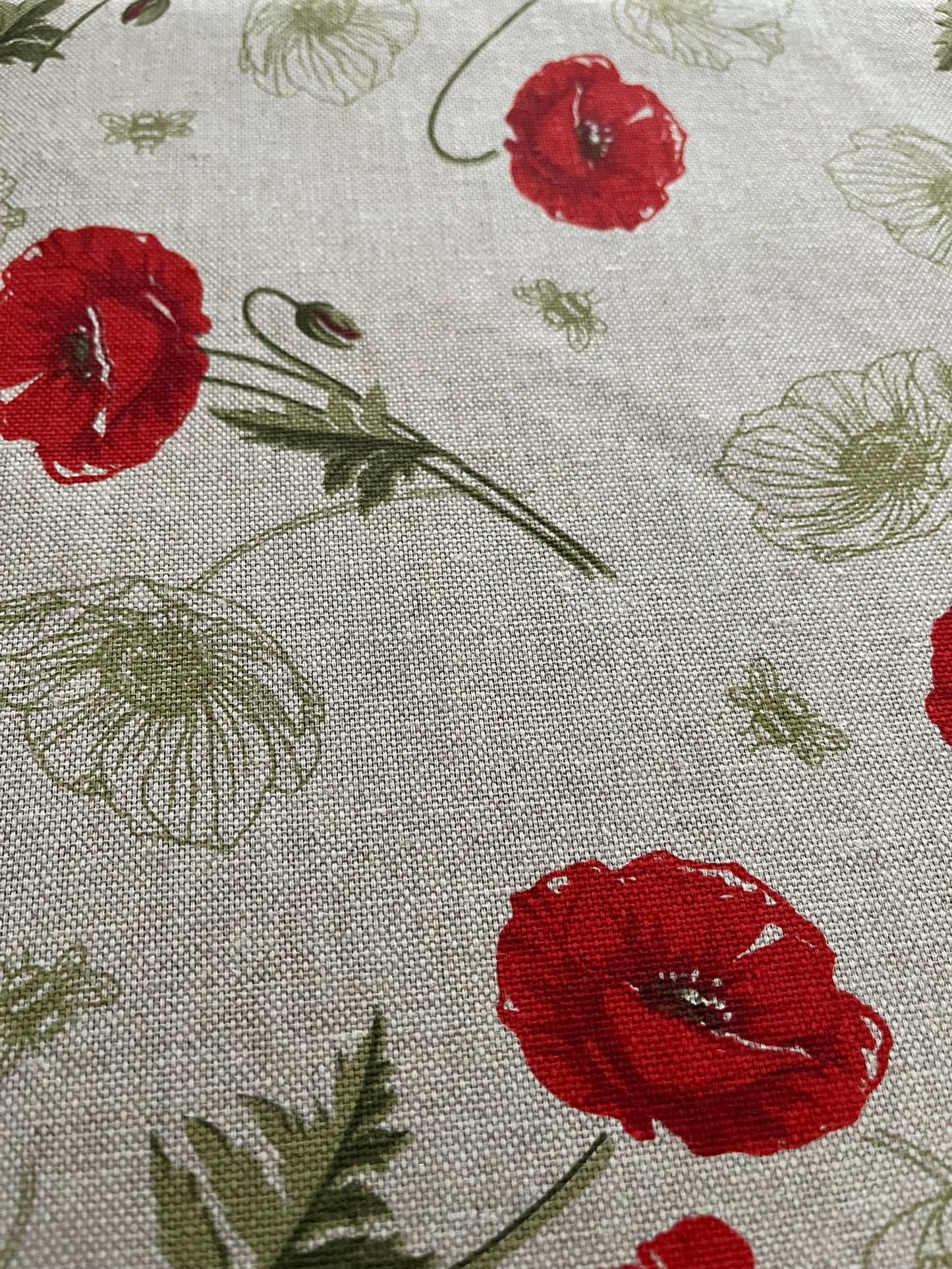 Italienische Tischdecke Papaveri 2 Oval - Baumwolle - Design mit Mohnblumen