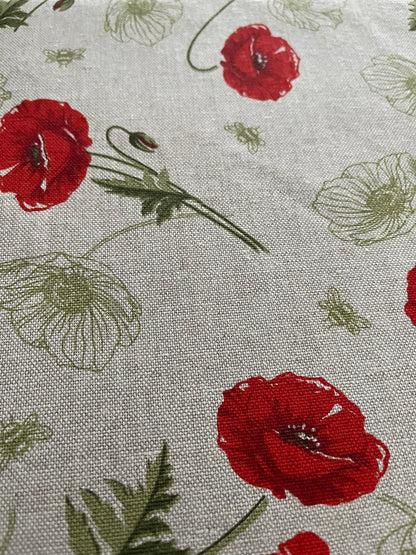 Italienische Tischdecke Papaveri 2 Oval - Baumwolle - Design mit Mohnblumen
