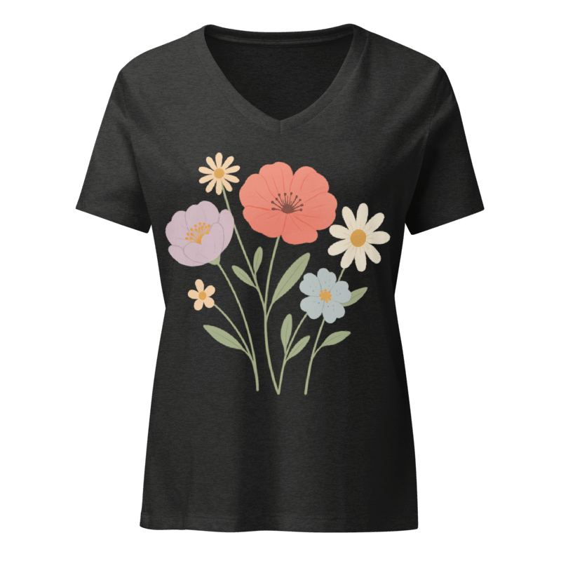Tellon V-Neck T-Shirt | Flowers